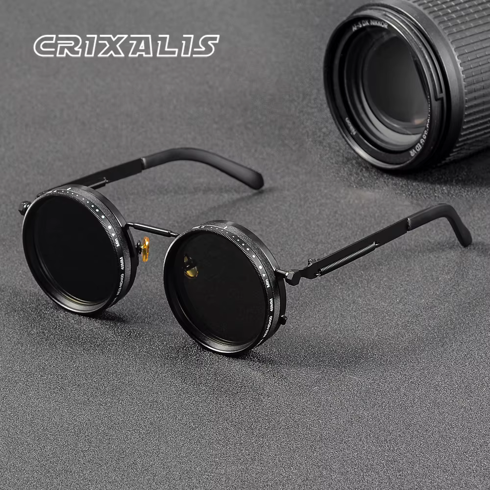 Crixalis Polarized Round Sunglasses Nd9 Adjustable Dimming