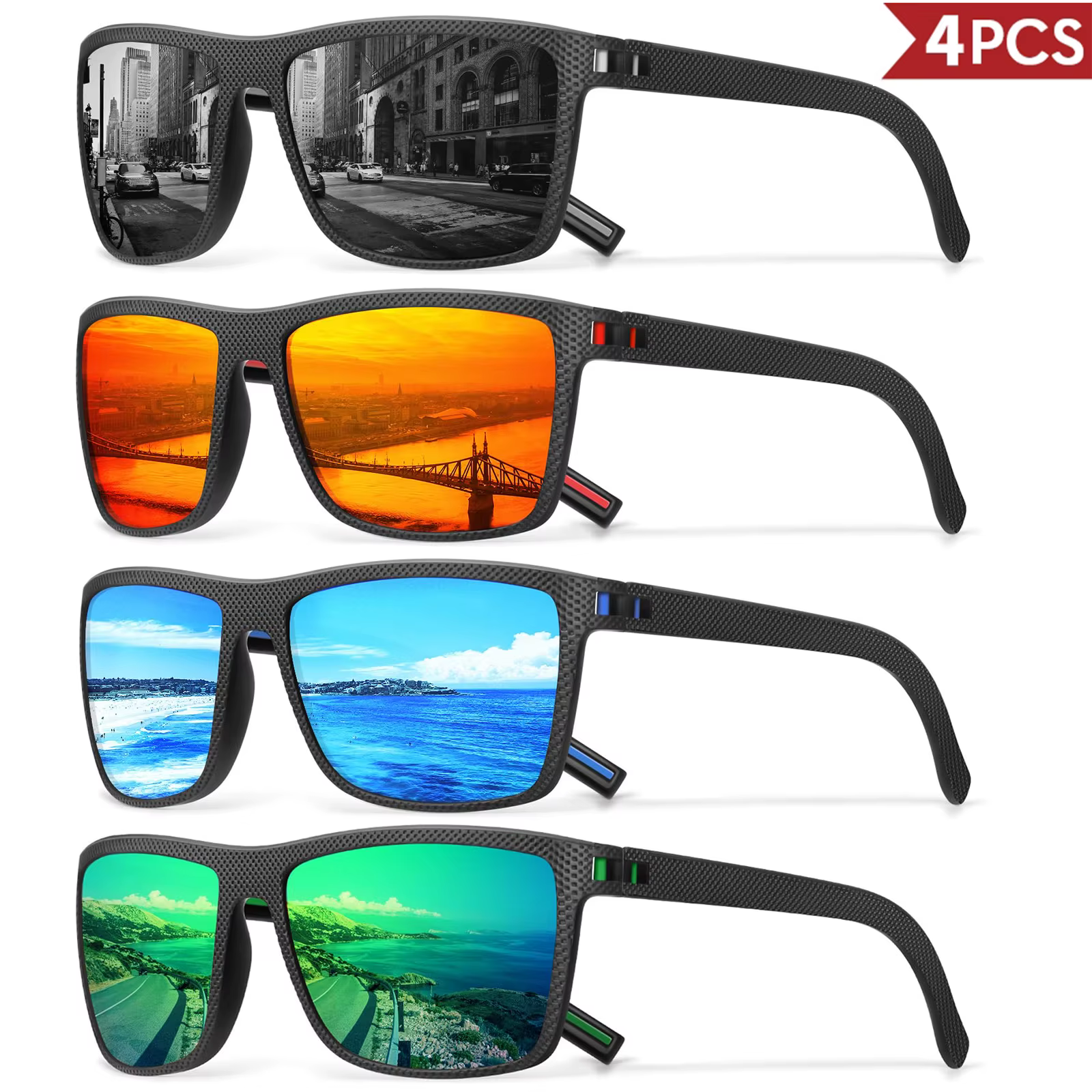 Designer Box Polarized Colorful Sunglasses and Women