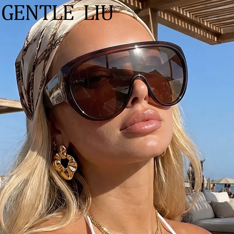 Y2k Oversized Shield Mask Sunglasses Women Futuristic Visor