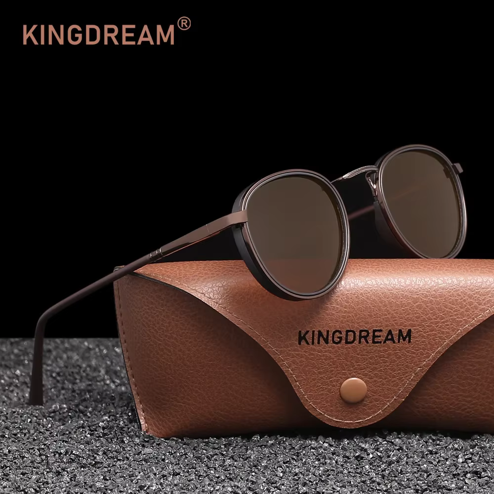 Kingdream Polarized Sunglasses Round Frame Men Women Design
