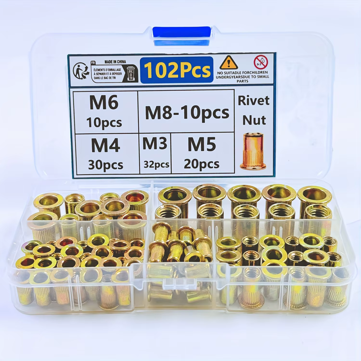 Rivet Nuts Kit M3 M4 M5 M6 M8 Zinc Plated Carbon Steel