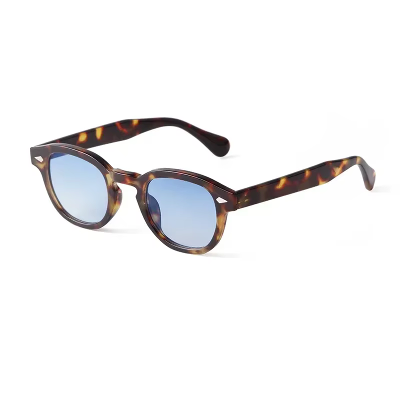 Vintage Rivet Round Sunglasses Women Men Brand Design Retro