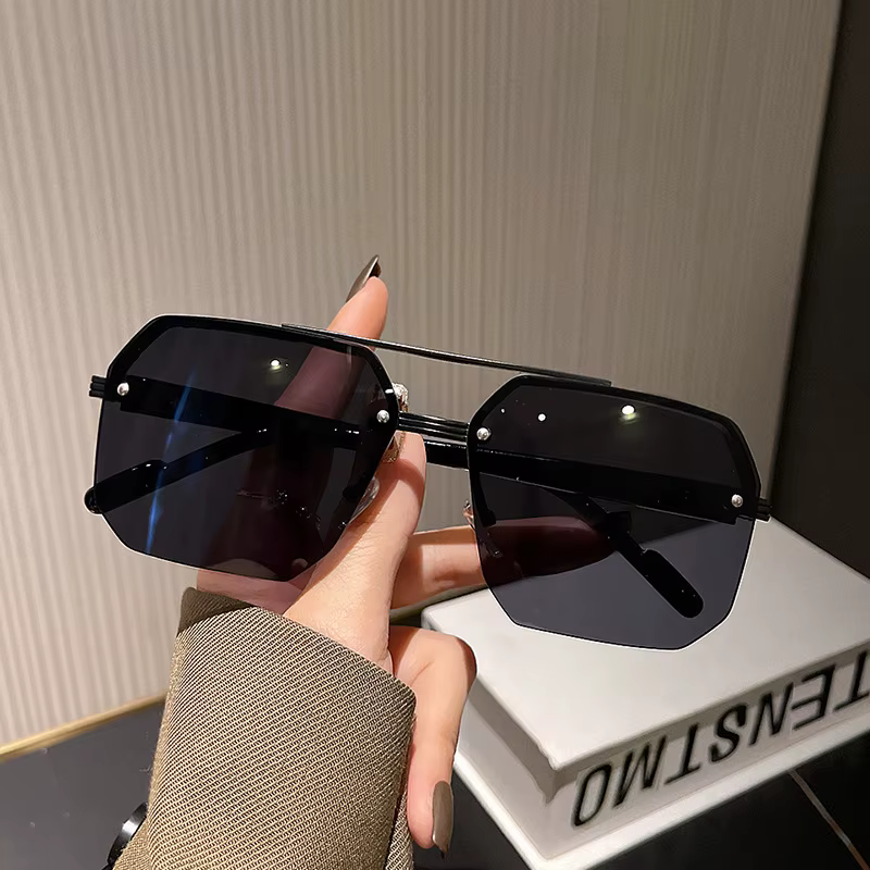 Sunglasses Polygonal Half Frame Glasses Aviator Glasses Uv