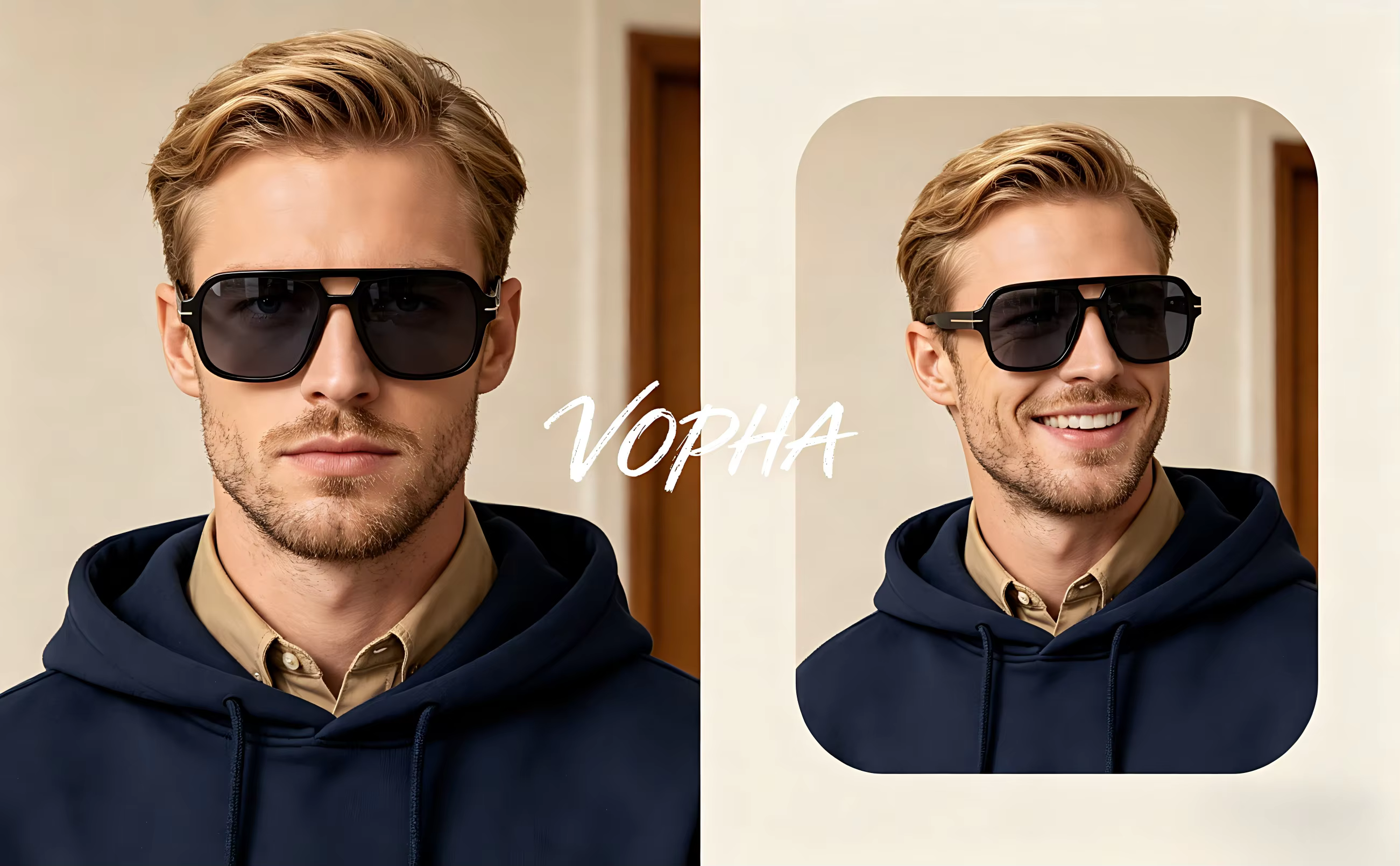 Double Bridge Square Aviator Sunglasses