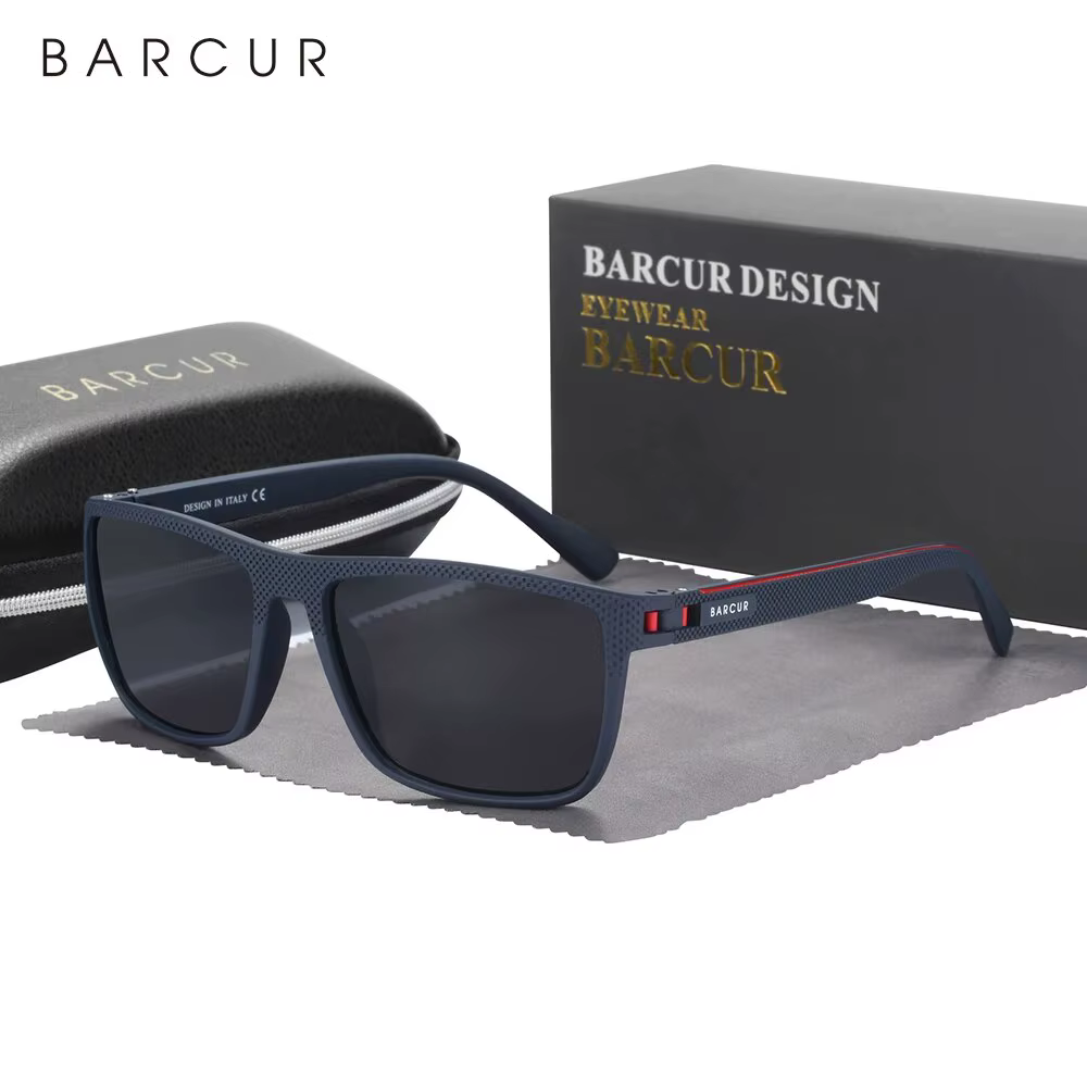 Barcur Design Tr90 Sunglasses Men Polarized Light Weight