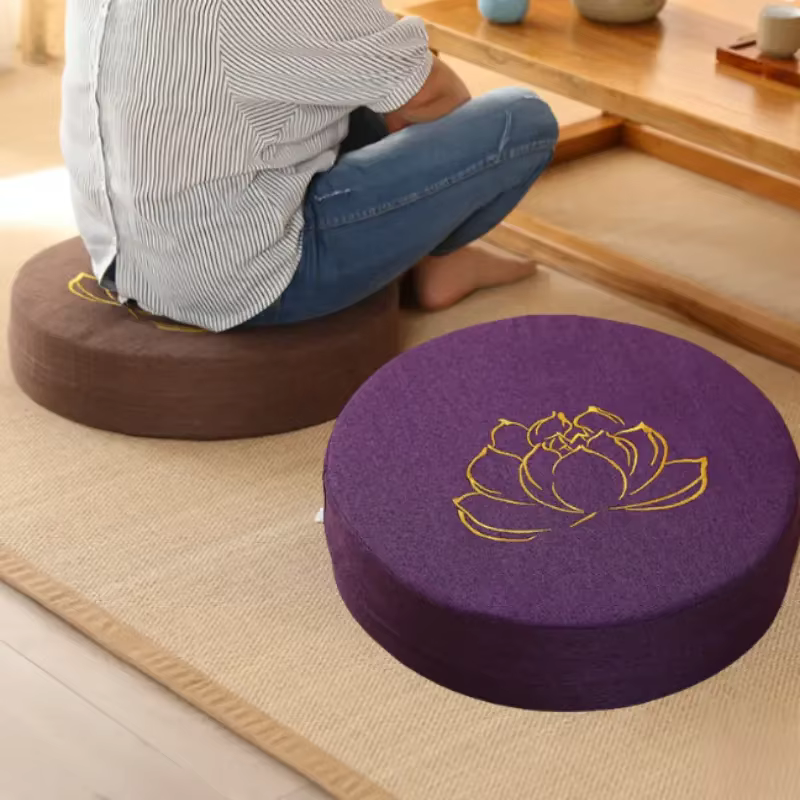Yoga Meditation Linen Cushion Hard Lotus Texture Meditation
