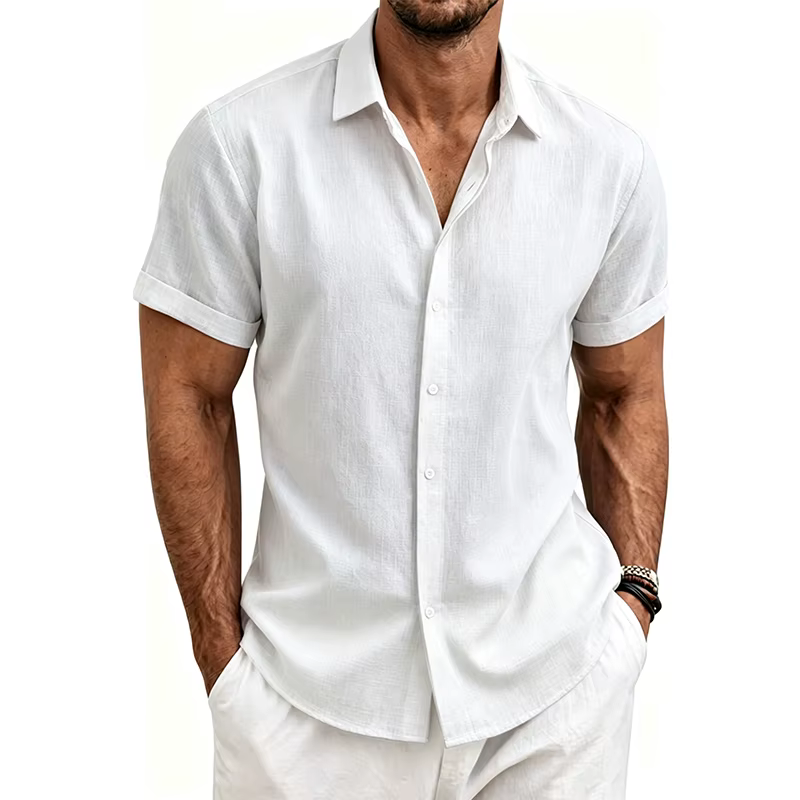 Cotton Linen Shirts Casual Shirts Lightweight Short Sleeve