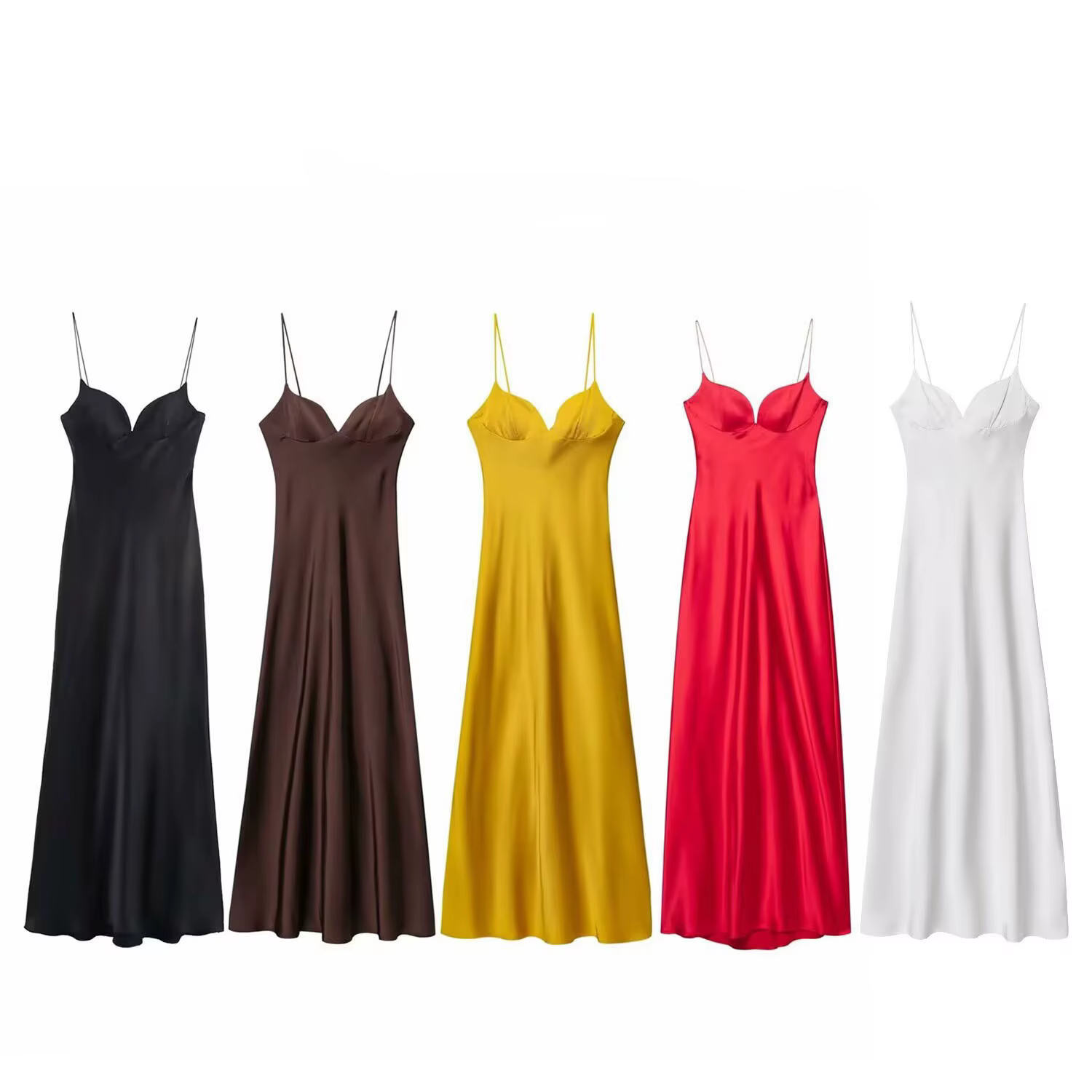 Women Summer Dress Women Red V-neck Holiday Style Satin