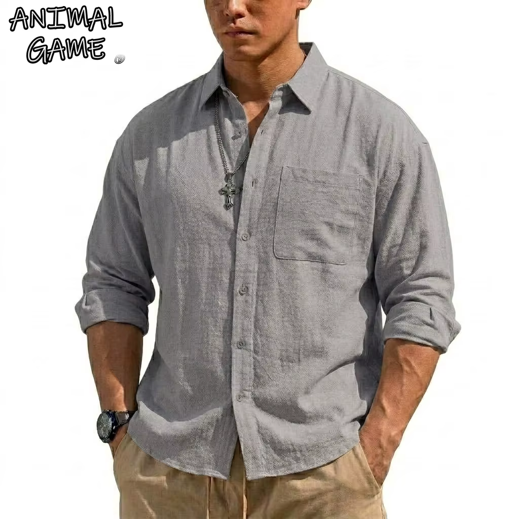 Korean Long Sleeve Linen Shirt Luxury Cotton T Shirt