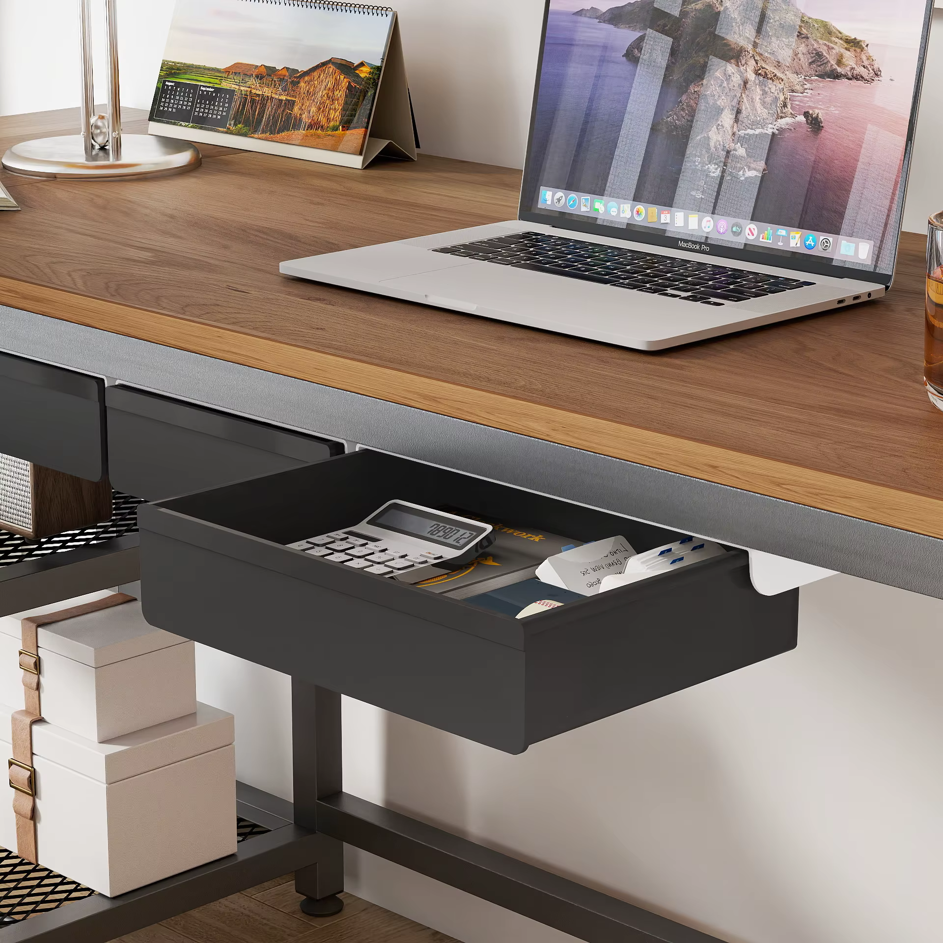 Desk Organizer Storage Black Under Desk Hidden Storage