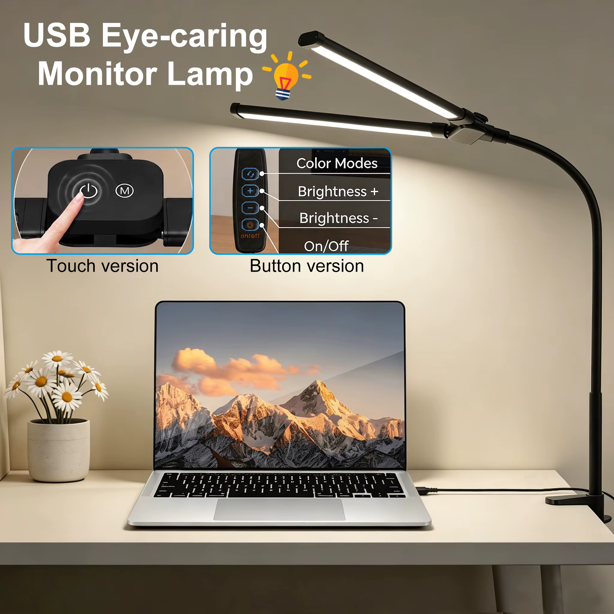 Eye-care Double Head Desk Lamp Led Clip-on Degree Foldable