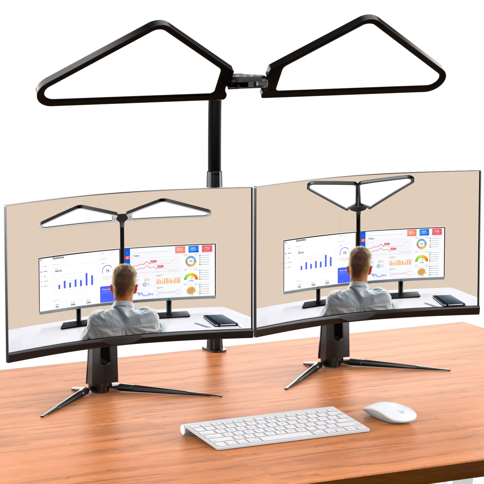 Ultra Large Gooseneck Clamp Desk Lamp Dual Flexible Arm Led