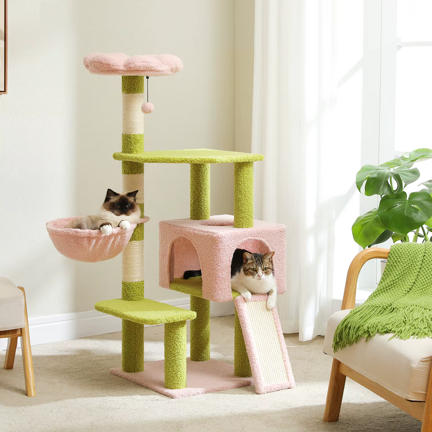 Flower Cat Tree Multi-level Cat Tower with Sisal Covered