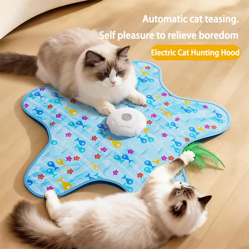 Cat Hunting Hood Toy Automatic Turntable Cat Teasing Stick