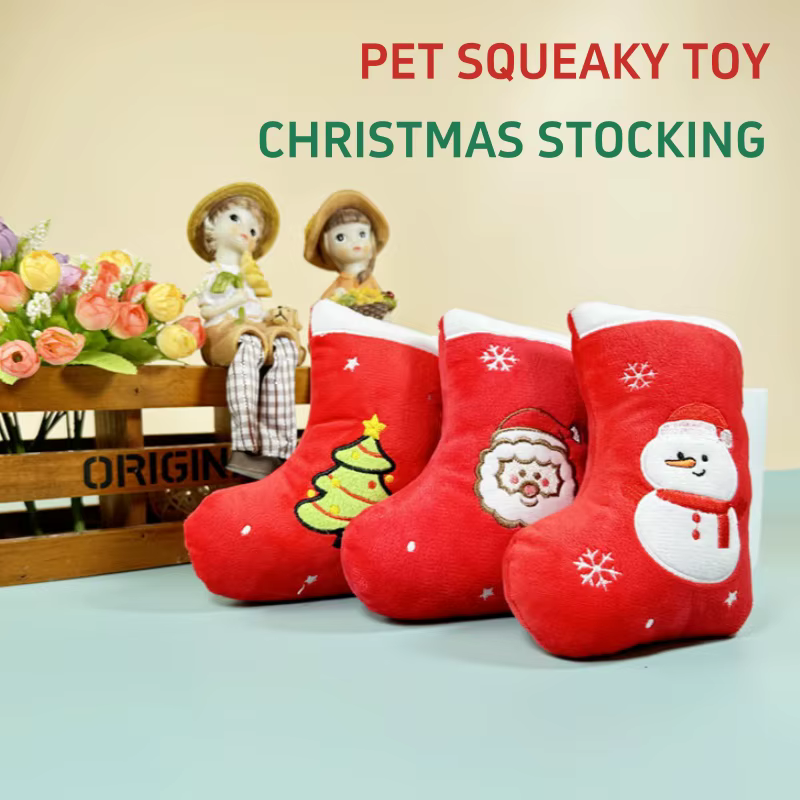 Christmas Stocking Plush Sound Toy No Bite Teething Boredom