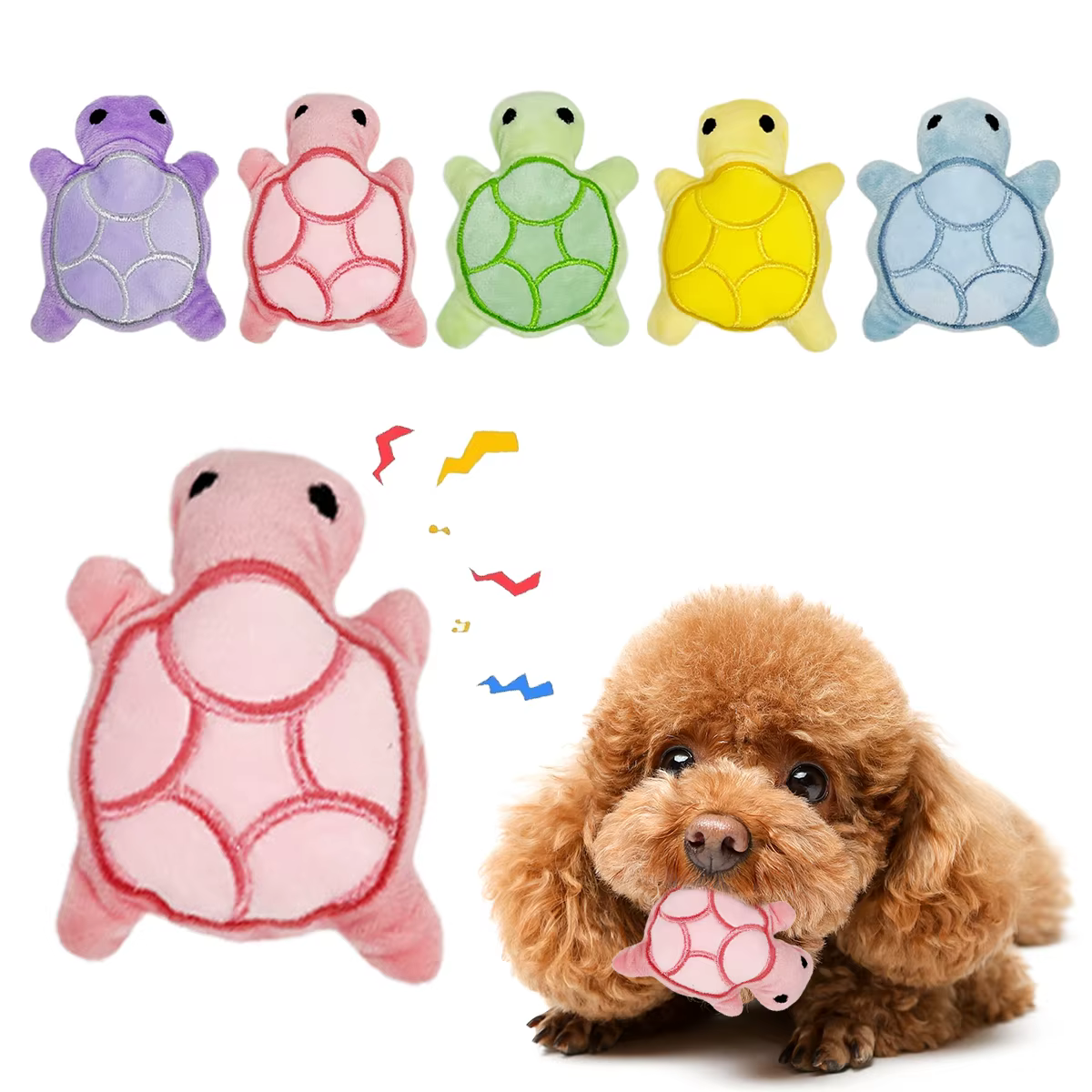 Mini Cute Turtle Dog Plush Toy Squeaking Dog Teething Sound